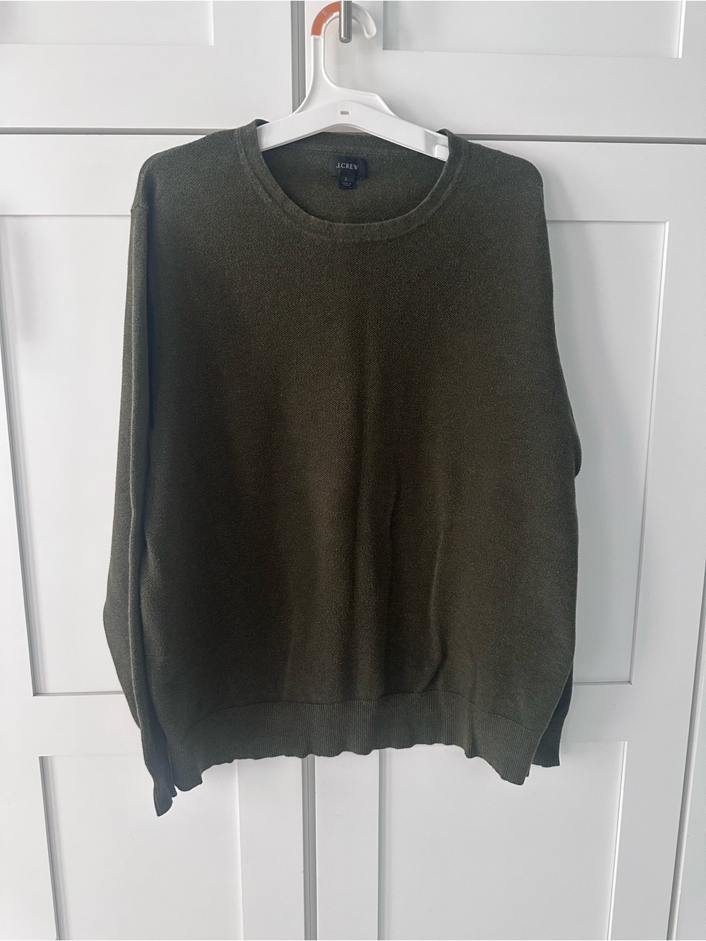 J. Crew Olive Crewneck Sweater for Men Large